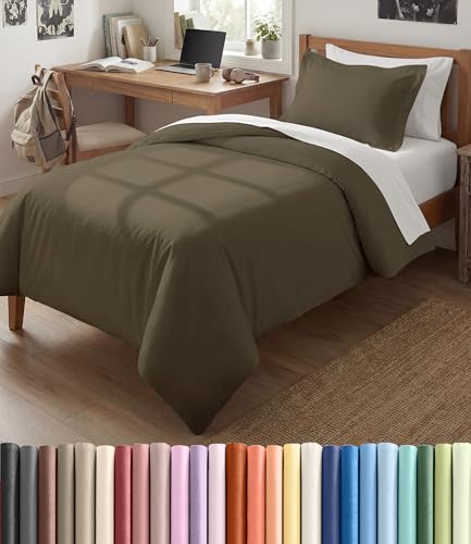 Image of Duvet Cover Twin /Twin XL Size Set - Extra Soft Twin /Twin XL Duvet Cover 68 inch x 90 inch with 1 Pillow Sham for Women, Men, Kids & Teens - Comfy, Easy-Care & Fade Free with Zipper Closures and Ties (Khaki)