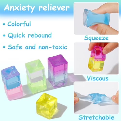 Image of Ice Cube Sensory Toys 24 Pcs Squishy Fidget Stress Cube for Adults Kids Anxiety Stress Relief Hand Therapy Sensory Squishy Ball Classroom Prize Box Toys