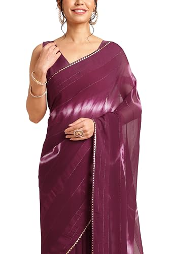 Image of MIRCHI FASHION Women Saree Shibori Print Chiffon | Elegant Festive and Functional Sari for All-Day Comfort with Matching Blouse
