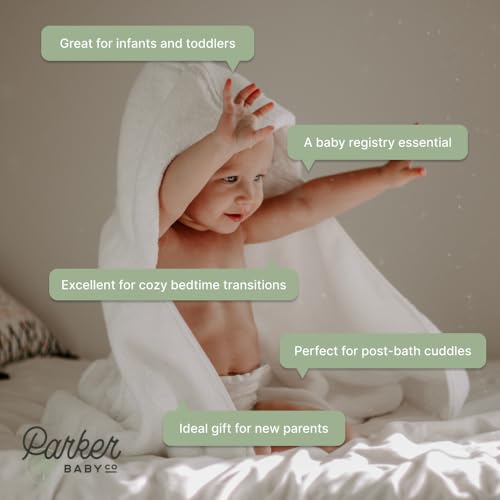 Image of Parker Baby Co. Premium 100% Soft Ring Spun Cotton Hooded Toddler and Kid Bath Towel Plush Towel with Hood for Newborns and Babies
