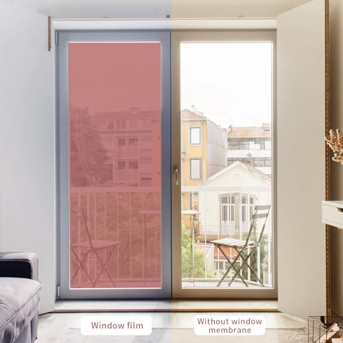 Filmgoo Window Privacy Film One Way Daytime Mirror Tint Treatments UV Heat Control Vinyl Stickers Sun Block Glass Paper Door Covering Reflective (Red Silver, 29.5 Inch x 6.5 Feet)