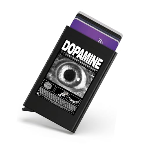 Image of Zip-Tap NFC Digital Contact Sharing Wallet Black Metal Laser Engraved Cyberpunk Design Dopamine with Software RFID Blocking Aluminum Slim Front Pocket