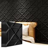 Art3d PVC 3D Wall Panel, Decorative Wall Tile in Black 12-Pack 19.7'x19.7'