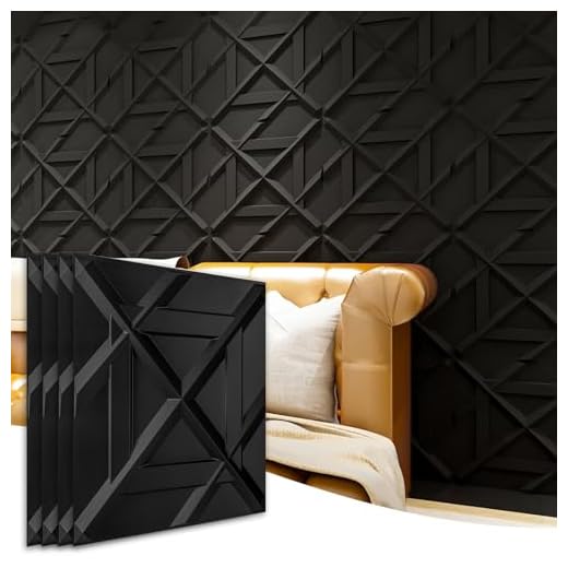Art3d PVC 3D Wall Panel, Decorative Wall Tile in Black 12-Pack 19.7"x19.7"