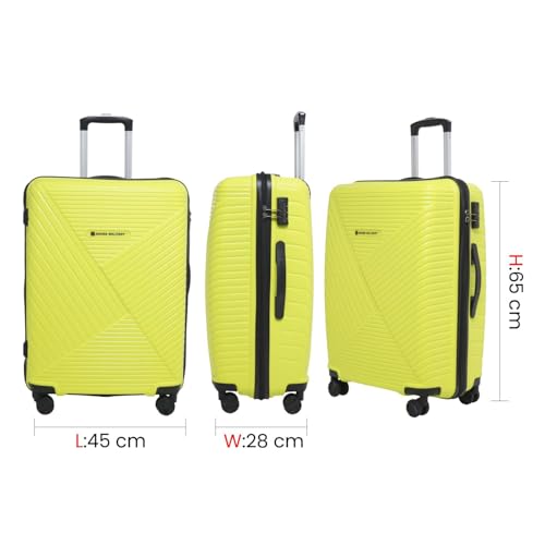 Image of SWISS MILITARY Zurich Spinner Suitcase, Lightweight Polypropylene Trolley Bag (65CM) for Business Travel, 360 Dual Wheels, Combination Lock, Durable Luggage for Travel (Lime)