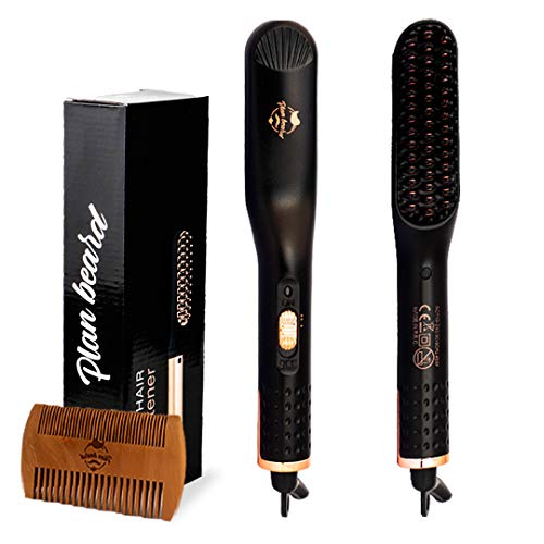 Beard Straightener and Hair Straightener Brush - Multifunctional Electric Beard Comb and Heated