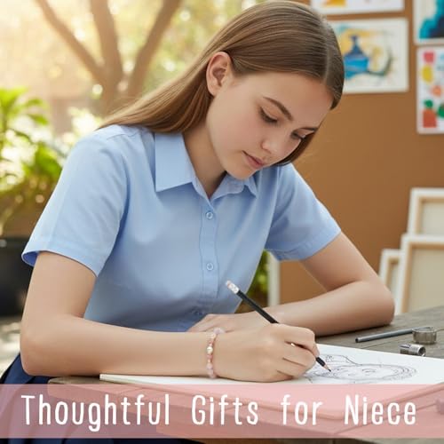 Image of Quietsun Trendy Gifts for Her-Positive /Love /Joy Natural Crystal Bracelets for Girls /Teens /Adults-Adjustable /Handmade-Gift Box Packing