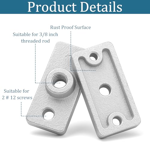 20 Pcs Ceiling Flange Hangers for 3/8\" Threaded Rod Plate Ceiling Hangers Flanges Threaded Rod DIY Plumbing, Galvanized Ceiling Flange Hanger Plate Industrial Decor Project for Wall Mounting