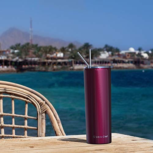 image for Umite Chef Straw Tumbler Skinny Travel Tumbler with Lid, Vacuum Insula