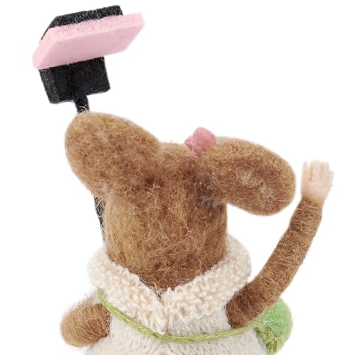 Ratón de fieltro con palo selfie para decorar estanterías salones 6