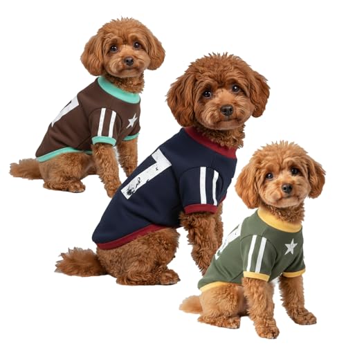 LUVMOJO 3-Pack Sweaters for Medium Dogs, Warm Sweatshirts for Boy & Girl Dog, Stretchable Top & Sporty Jersey for Male & Female Pup, Fall Outfit Costumes for Pets, Pet Fleece Vest and T-Shirt, M