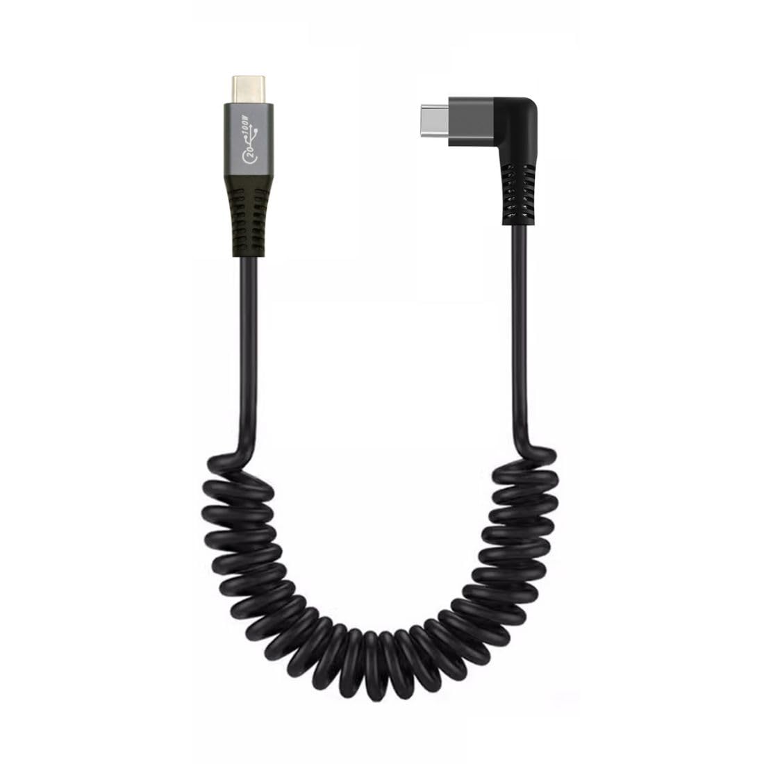chenyang USB C to C Coiled Cable USB 3.2 Type C 90 Degree Right Angled 20Gbps PD 100W 8K@60Hz Data Fast Charging Cable 6ft