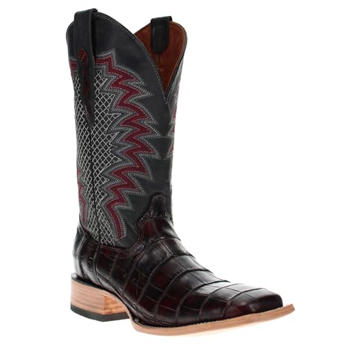 Image of Vaccari Men's Navarro Genuine Alligator Tail Leather Broad Square Toe Cowboy Boots