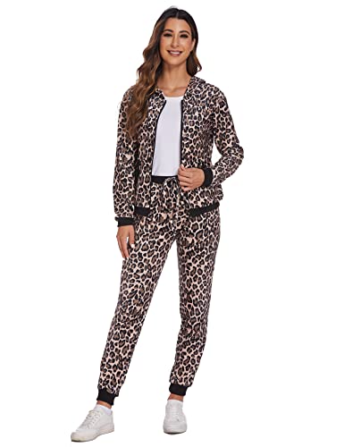 Hotouch Women's Sweatsuit Set Velour Hoodie Pocket Tracksuits Jogging Suits #TOP2