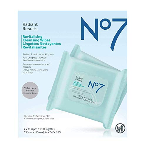 No7 Radiant Results Revitalizing Cleansing Wipes60sheet 1 pack