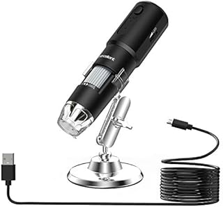 Wireless Digital Microscope Camera 720P Pocket Handheld USB Magnification Endoscope 50X to 1000x Compatible with iPhone Andriod with 8 LED Student Kids Natural Science Classes Gift (Black)