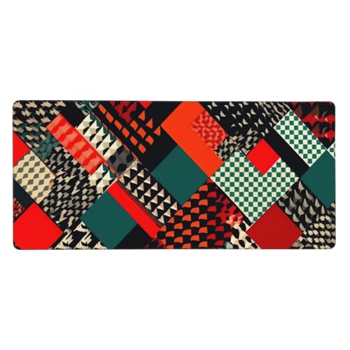 Tapis de souris de jeu XXL à motif géométrique diagonal avec bords cousus renforcés haut de gamme