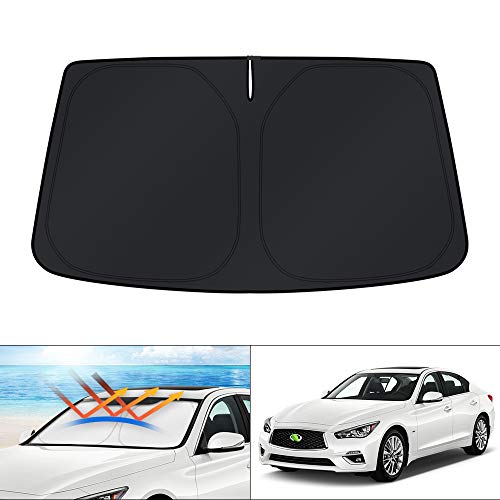 Image of KUST Windshield Sun Shade for 2014-2024 Infiniti Q50 Accessories Custom Fit Window Shade Cover Sun Visor Folding Blocks UV Rays Keep Your Car Cooler