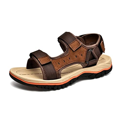 Men's Sandals Leather Sandals Sandals Outdoor Soft Leather Dress Sandals Slides Shoes Wading Slippers(46)