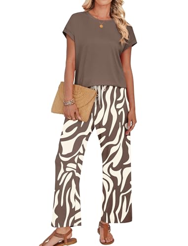 Image of WIHOLL Two Piece Sets for Women Summer Spring Outfits Lounge Sets Beach Vacation Clothes Airport Travel Matching Clothing