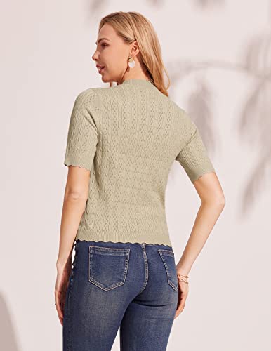Short Sleeve Sweaters For Women Summer Lightweight Cropped Cardigan Shrugs For Daily Office(Apricot,2Xl) #TOP3