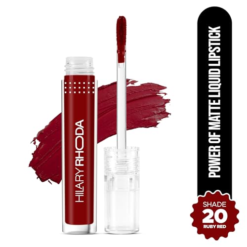 Image of Hilary Rhoda Power Of Matte Liquid Lipstick | Buildable Colour | Long Lasting & Matte Finish | Lightweight & Non-Drying Formula | Smudge Proof & Non-Transferable | 3ml (Ruby Red - Shade 20)