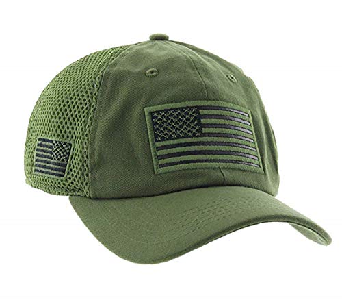 Altis Apparel American US Military Embroidered Flag Soft Mesh Hat Trucker Cap (Olive)