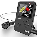 Accordatore metronomo, LEKATO accordatore metronomo digitale ricaricabile, Metronome Tuner per chitarra basso violino ukulele e strumenti a fiato, accordatore di precisione con display LCD (nero)