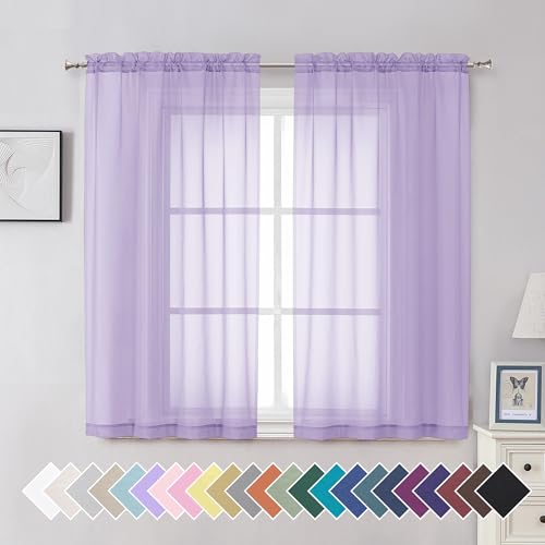 Aiyufeng Light Purple Sheer Curtain Panels (2 Pack)