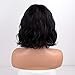 MISSQUEEN Short Wavy Black Wig with Bangs, Short Black Bob Wigs for Women, Wavy Bob Wig with Bangs Synthetic Natural Looking Heat Resistant Fiber Wigs