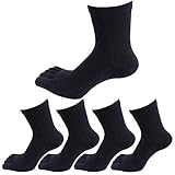 Panegy Herren 5 Paar Atmungsaktiv Zehensocken für Sports und Freizeit, geeignet für Zehenschuhe, aus Baumwolle(85%) und Spandex (Schwarz, 5 Paar)