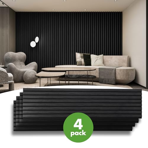 Image of Art3d 12 inch x 93 inch Acoustic Wood Slat Wall Panel, 4pcs, 31 sq.ft, Grey Oak