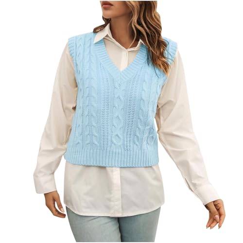 Women's Ribbed Knit Sweater Vest 2025 Fall Winter Warm V Neck Sleeveless Cardigan Lightweight Outwear Jumper Tops