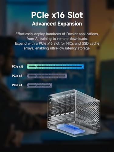 Image of MINISFORUM N5 Air 5-Bay Desktop NAS, AMD Ryzen 7 255, 8C /16T CPU, Radeon 780M, No RAM,No HDD,64GB SSD(MinisCloud OS), 3xM.2 NVMe, 10GbE + 5GbE, OCuLink and USB4 Ports, PCIe x16 Expansion Slot