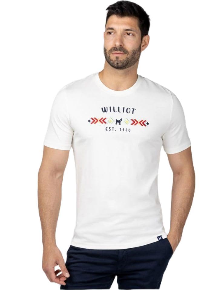 WILLIOT Camiseta Étnica Bordada Blanca para Hombre - (étnica - XXL)