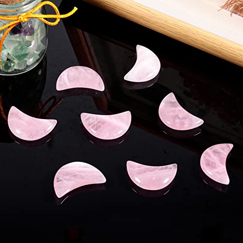 Nupuyai 4pcs Moon Shape Rose Quartz Crystal Palm Pocket Worry Stone Set - Image 3