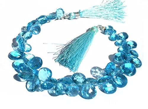 Quartz bleu suisse en briolettes poires pour créer des bijoux d'été élégants et frais