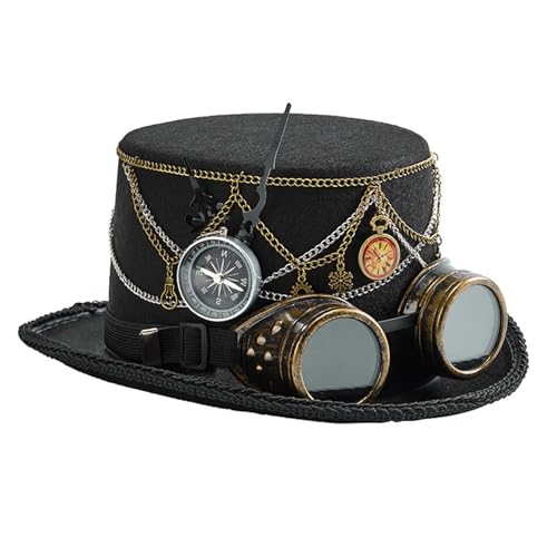 Chapeau haut de forme de l'âge industriel haut foncé avec lunettes de fête
