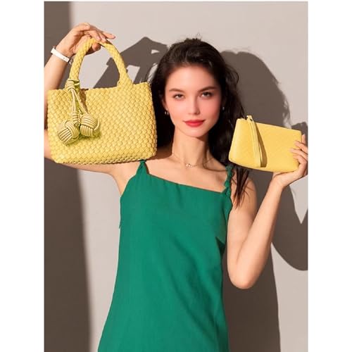 Image of Woven Tote Bag for Women with Coin Purse, Foldable Chain Small Crossbody Handbags, Fashion Shoulder Bag, Hobo Satchel