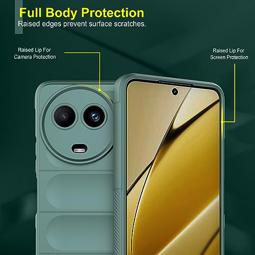 Image of Zapcase Back Case Cover for Realme Narzo 60X 5G | Compatible for Realme Narzo 60X 5G Back Cover | Liquid Silicon Magic Case with Camera Protection | Dark Green