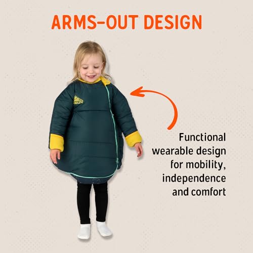 Image of Kelty Space Cadet Infant and Toddler Sleeping Bag (30 or 40F /8M to 2T) | Cozy and Warm, Arms Out Design, 40F Degree Rating, Fleece-Lined Hand Covers, Snap Back Buttons, Machine Washable