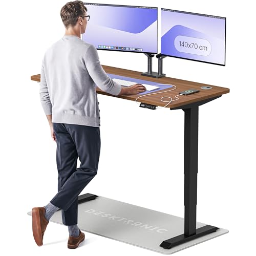 Desktronic Bureau Assis Debout Électrique 140x70cm - Bureau Réglable en Hauteur à Moteurs...