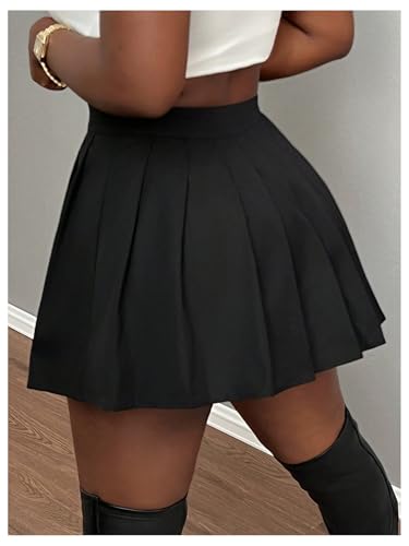 Milumia Women's High Waisted Pleated Mini Skirt Flared A Line Short Skater Skirts2