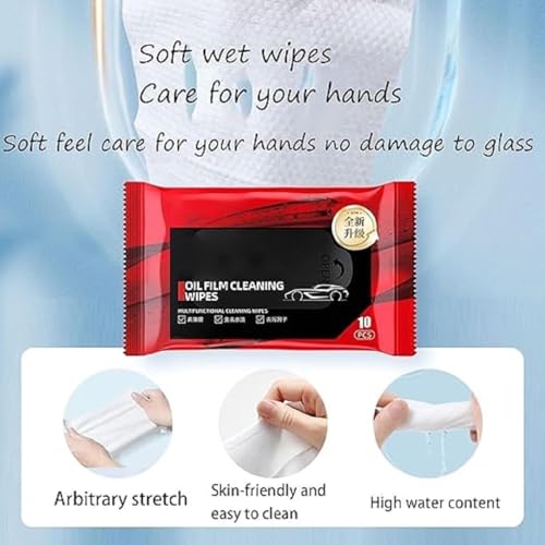 Image of Car Glass Oil Film Removal Wipes - Automotive Windshield Cleaning Wipes, Removes Oil Film, Dust, Fog, & Grease - Glass Cleaner Wipes for Quick Cleaning (40)