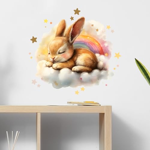 Vinilo Decorativo Conejo Durmiendo de Vinilo Amarillo miniatura 3