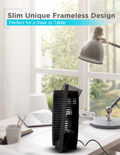 Image of BLACK+DECKER 9-Inch Frameless Box Fan, 3-Speed Settings, BFB09B, Black | Desk Fan with 3-Speed Settings, Quiet and Lightweight Portable for Home Office or Garage, Self-Standing Frameless Design