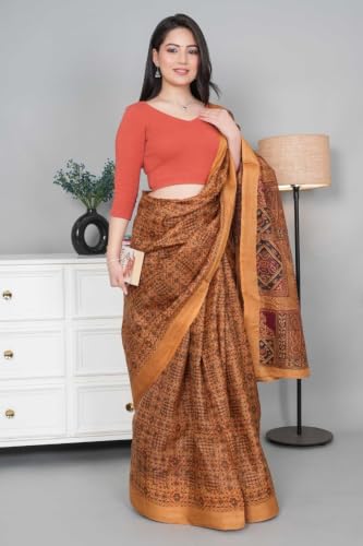 Image of Mlada V-Neck Stretchable Saree Blouse Top for Women | Slim Fit 3 /4th Sleeves Solid Cotton Blouses | Readymade Saree Blouses for Women Festive & Ethnic | Blouse Crop Top