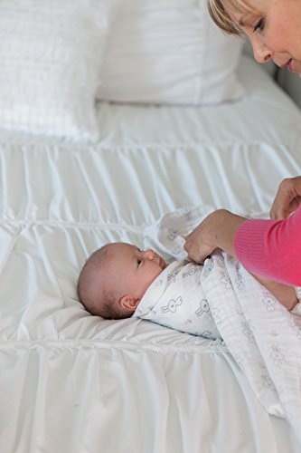 Image of SwaddleDesigns Marquisette Receiving Swaddle Blanket for Baby Boys & Girls, Soft Premium Cotton Muslin, Best Shower Gift, Pastel Blue Little Bunnie, Parent Picks Award Winner