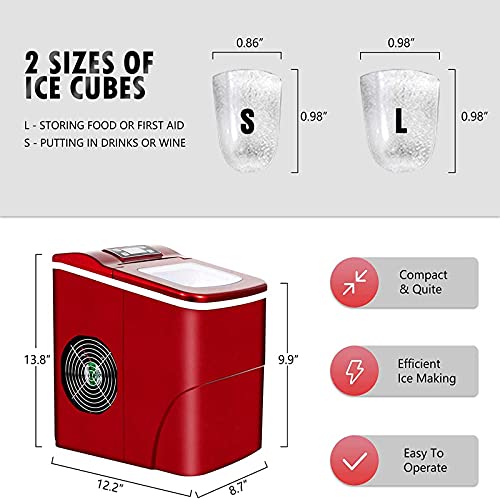 Fabricadora de Hielo Eléctrica Compacta para Encimera, Automática, Produce Cubos de Hielo en 8 Minutos, Tamaño Ajustable y Función de Limpieza Automática miniatura 4