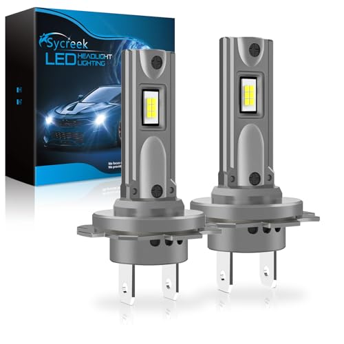 Sycreek H7 LED H18 24000LM 90W, Bombilla LED H7 1:1 Mini Design 6500K Blanco Frío, Kit de Conversión Halógeno, Bombilla para Faros de Coche o Moto 12V